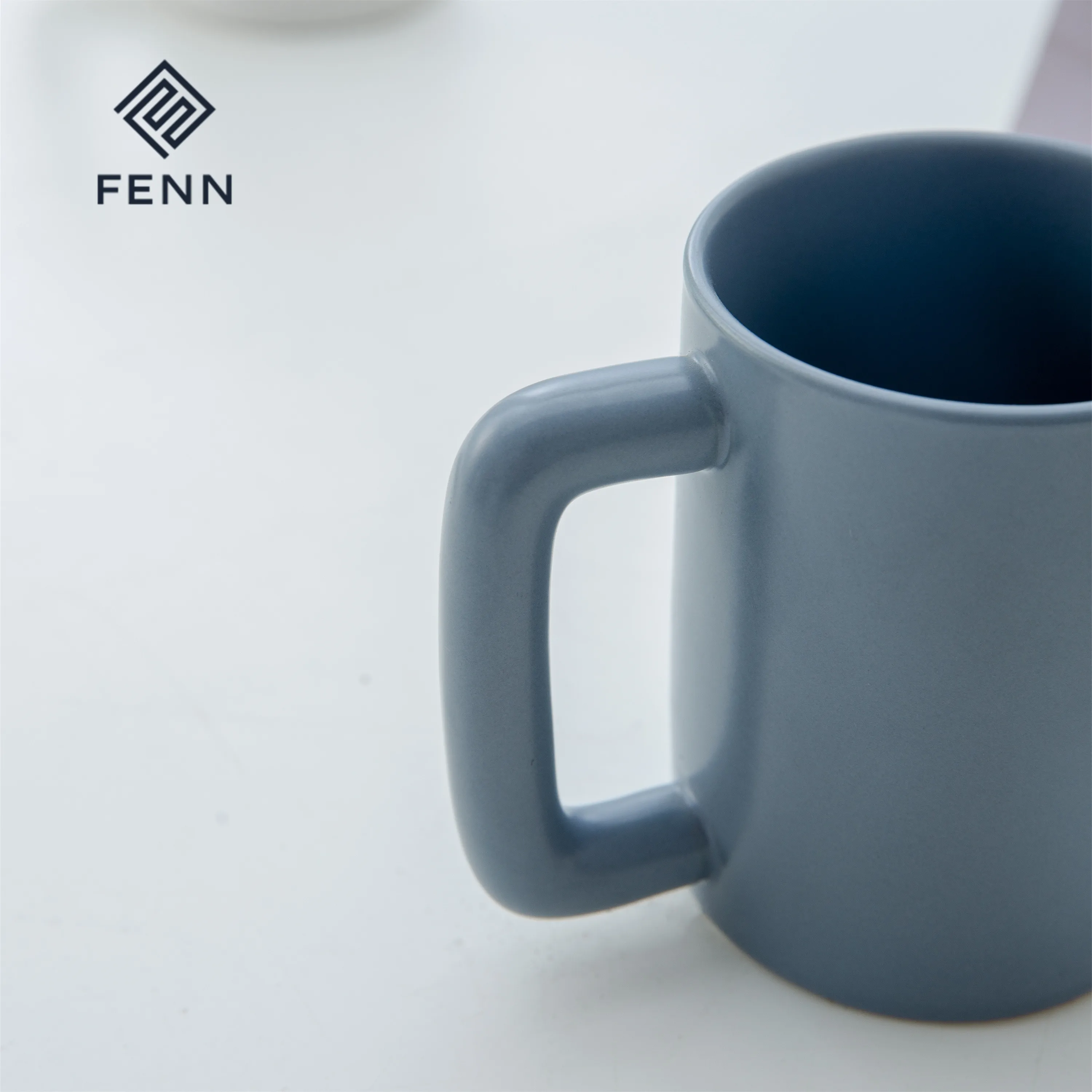 product fenn modern straight shape ceramic large capacity coffee tea mug thick handle custom matte pure color nordic mug gifts set-61