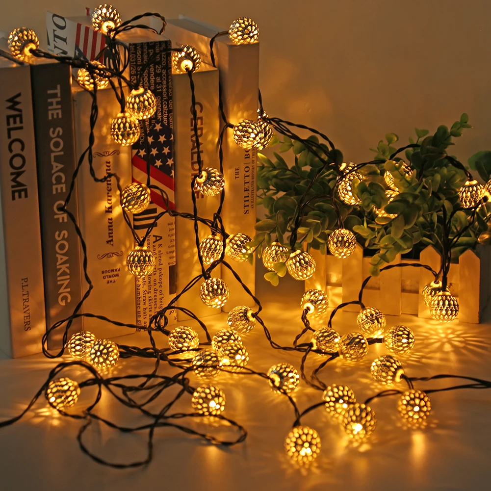 Factory Selling 10 20 LED Globe String lights Moroccan Ball Lights For Holiday Christmas Wedding Party Decorations