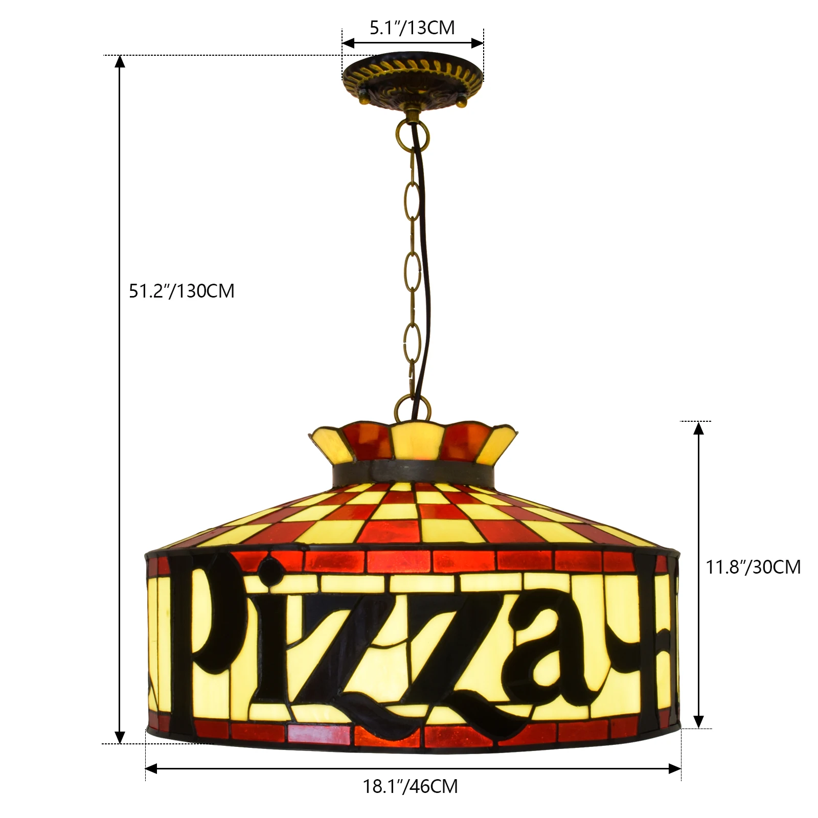 Pizza Hanging Tiffany Style Glass Globe Lamp Retro Unique Pizza Classic