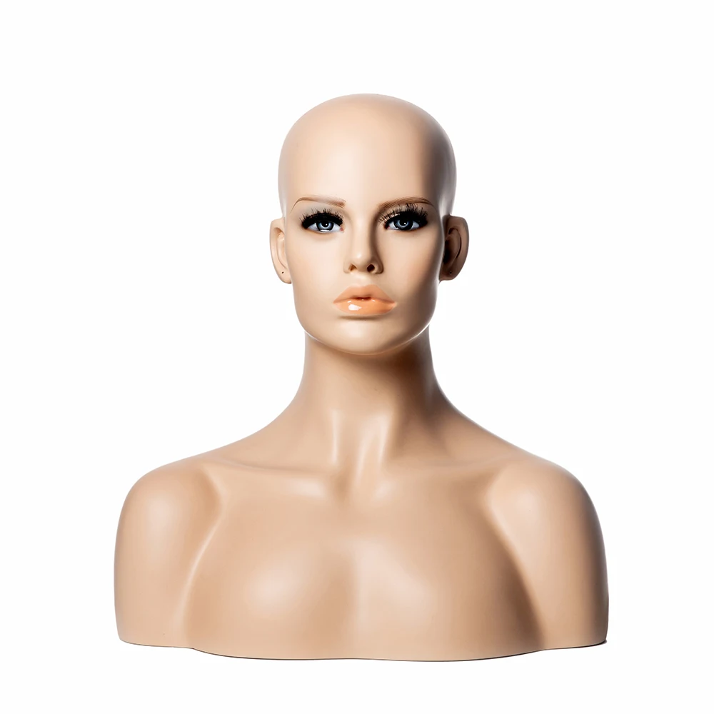 力的半身逼真女性人体模型用于假发展示头发商店展示女性人体模型头部