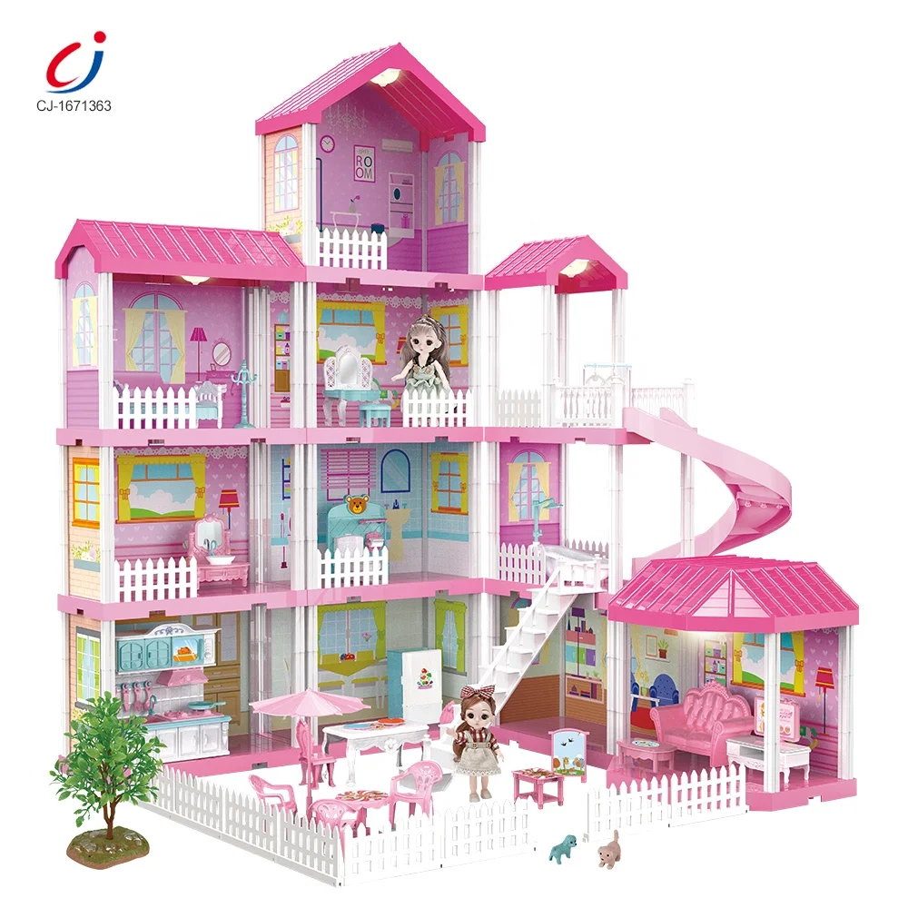 Doll House - Beauty Villa Set For Kids - Lovely Pink Doll House - Doll House  For Girls - Pink Color Doll Play House