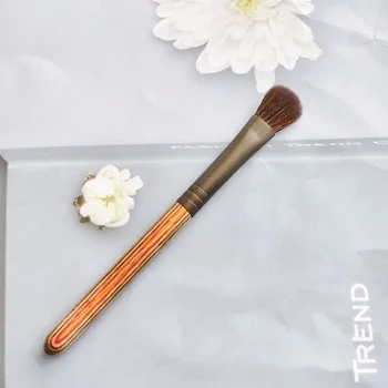 Eyeshadow Brush Wooden handle stripe smudge brush Soft hair nose shadow highlight brush Eyebrow powder High quality hair free