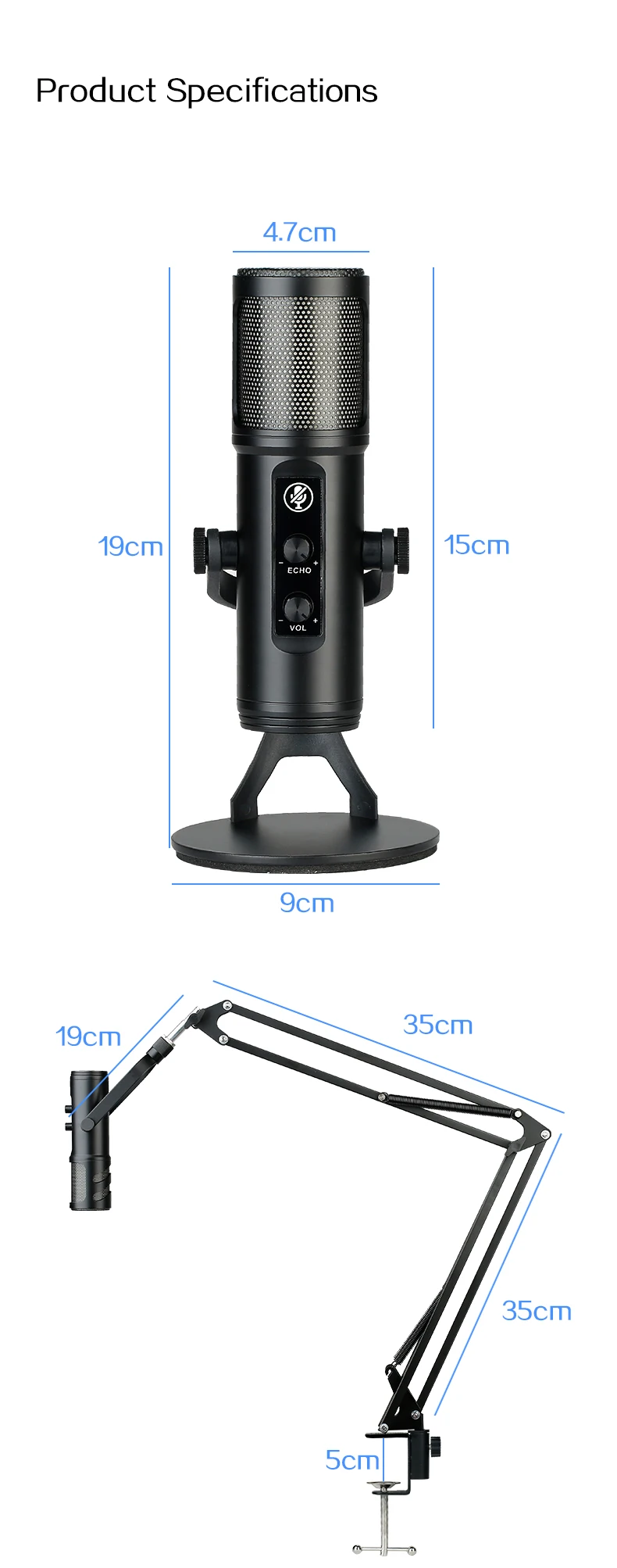ZX-776 USB Condenser Microphone - Professional RGB Lighting