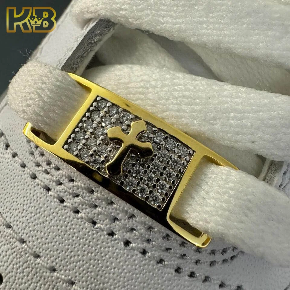 Silver Gold Moissanite Iced Out Cross Lace Locks 925 Sterling