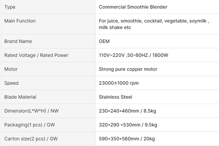 product factory price high speed  big powerful smoothies large commercial blender heavy duty juice fresh juicer mixer-22