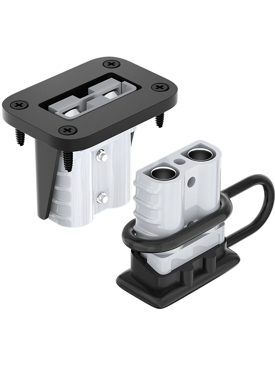 PETiB 6-Pack Heavy Duty 50 Amp Power Connectors – 6AWG, 12-24V DC, Silver Plated Contacts, Mechanically Keyed Housing, Gray