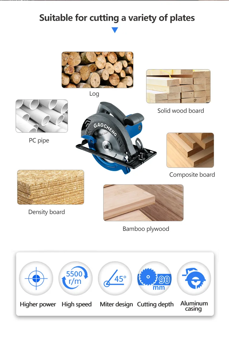 Gaocheng Electric Circular Saw For Wood Cutting Wholesale 1850c 220v