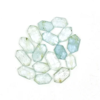 Natural Aquamarine Faceted Elongated Hexagon Shape Gemstone, Faceted Rose Cut For Bracelet, Natural Gemstone For Jewelry