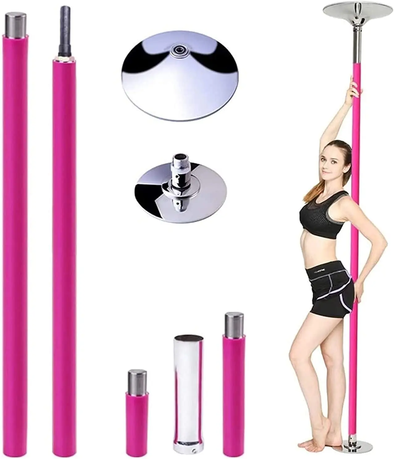 Quick Easy Install Silicon Pink altura ajustável Dança amovível de 40 mm  Varão de recolha de pólos, varão Dancing Pole, 2255 mm (7' 4') a 2745 mm  (9') - China Dança Pole