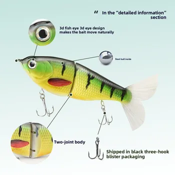 S-Shaped Swimming Slow Sinking Multi-Section Fish Simulation Hard Bait Lure Plastic Silk Hair Tail Bass Bottom Fishing Hooks – Hard Lure – view 4