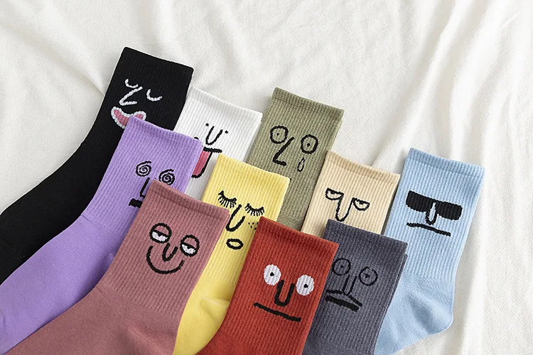 Wholesale Emotion Funny Face Pattern Customized Logo Crew Socks Men ...