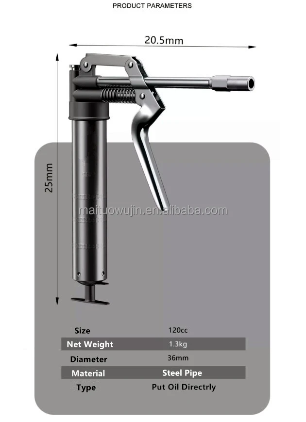 120cc One Hand Operated Grease Gun High Pressure Manual Mini Grease Gun Small Grease Injection