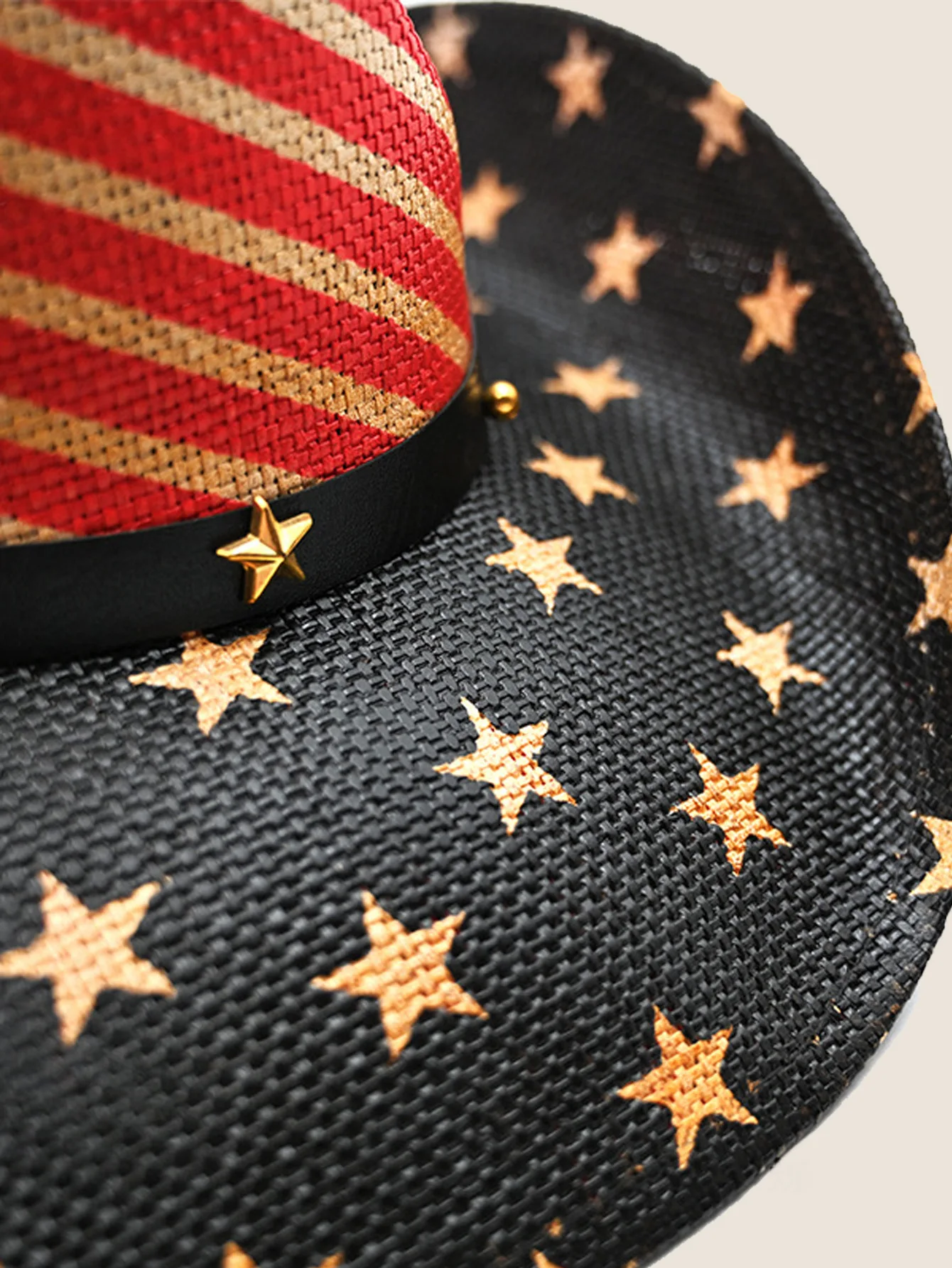 USA Stars & Stripes Paper Wide Brimmed Sun Hat America, USA, United States SINGLETRACKHATSYOURLOGOFLAGPAT  main image 3