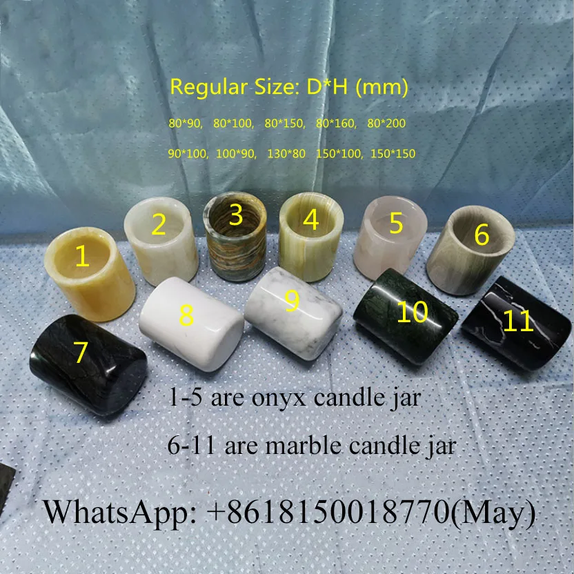 Luxury White Onyx Candle Holders With Lid Marble Stone Onyx Candle Jar