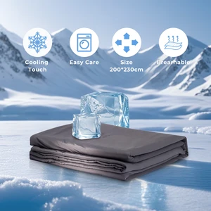 Dark Grey Embroidered Summer Cooling Blanket Ultra-Cool Lightweight Quilt for Living Room Hotel Breathable Comforter King Size