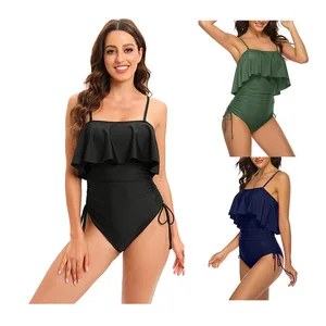 Custom Logo Women's 2 Piece Striped Bikini Swimsuit with Backless Neckline Adjustable Straps Quick Dry Spandex/Polyester