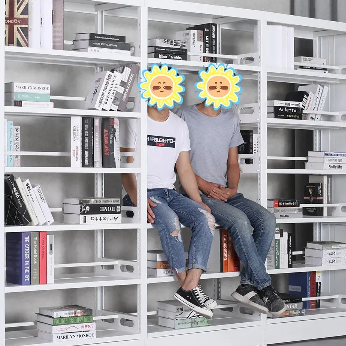 Modern Steel School Library Double Sided Storage Bookshelf Kd Structure