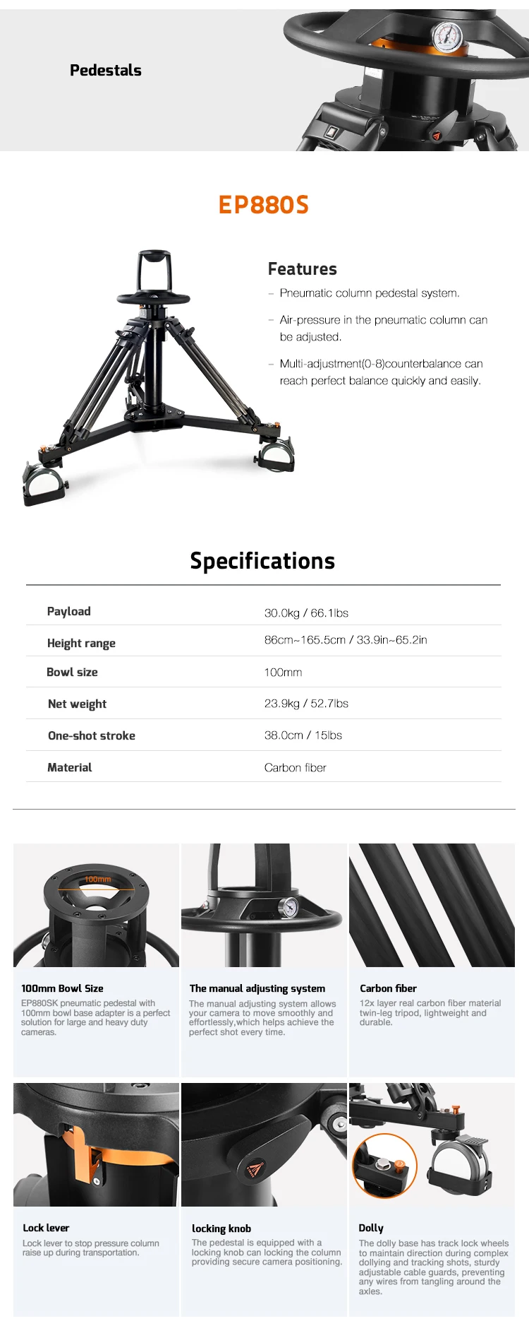 E-IMAGE EP880SK Studio Pedestal Tripod Kit with Wheeled Dolly & 100mm Head  tripod for mobile phone| Alibaba.com