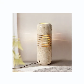 T4582 European style decorative travertine table lamps modern table light original design factory outlet.