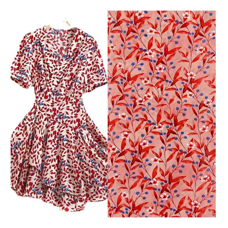 Whole sale New Georgette printed fabric spring summer dress women's fashion chiffon fabric