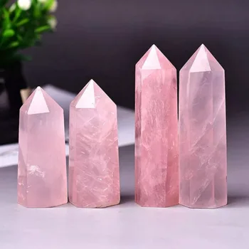 Wholesale High Quality Natural Pink Rose Quartz fat and small Tower Wands