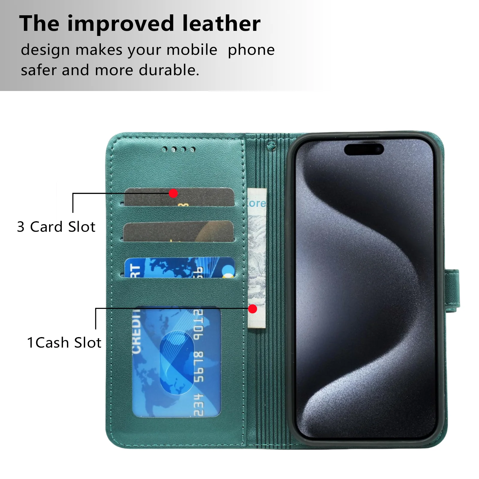 TopPerfekt Leder Flip Case Für IPhone 16 Pro Max – Mit Kartenfächern, Kickstand, Magnetischem Verschluss