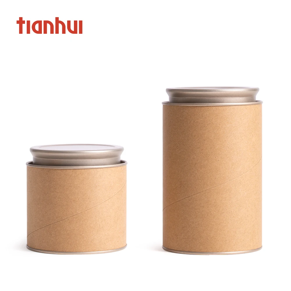 Empty Paper Cardboard Airtight Container Packaging Recyclable Paper Tube with Lid for Tea Packaging