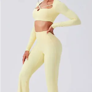 2026 Autumn Two Piece Hot Selling Sport Wear Quick Dry Long Sleeve and Pant Workout Clothing Outfit Athletic Suit for Women