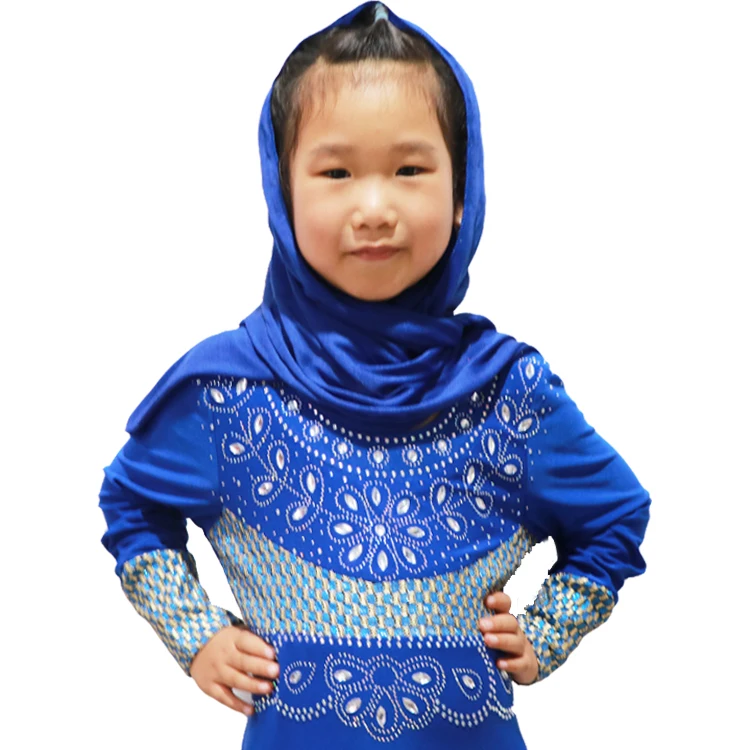2021 New Design Colorful Girls Kids Abaya Hijab Wholesale