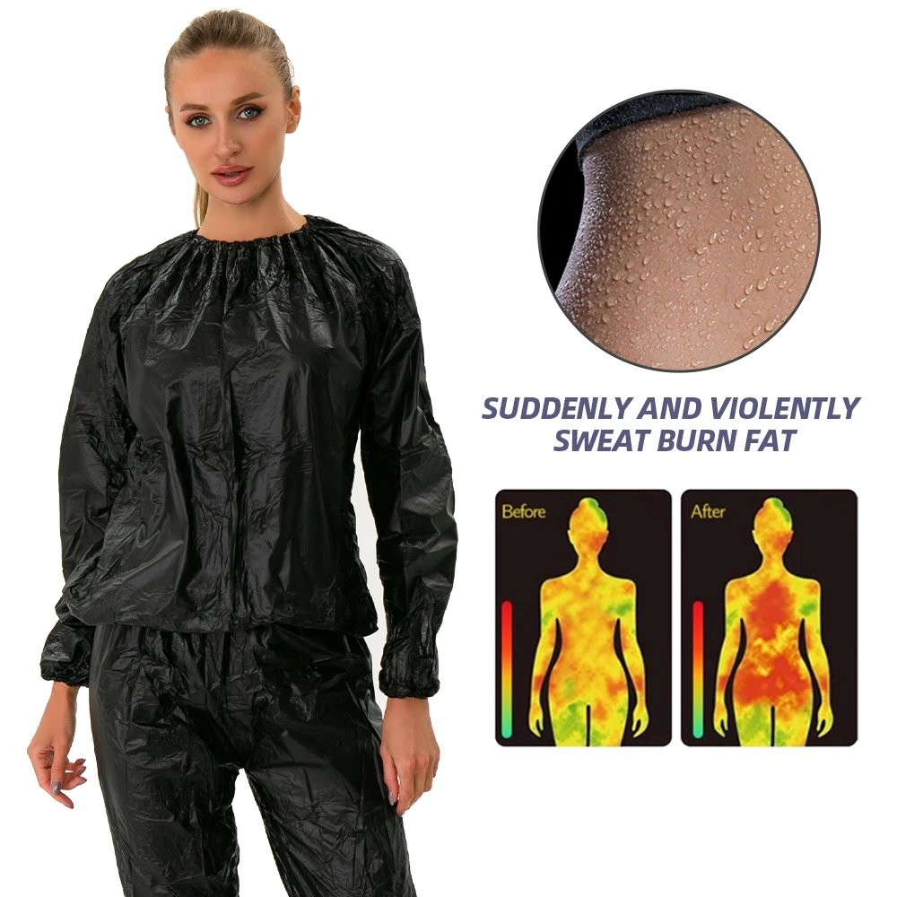 Women and Men's PVC Neoprene Sauna Suit for Home Gym Workout Exercise Sauna Jacket and Pants
