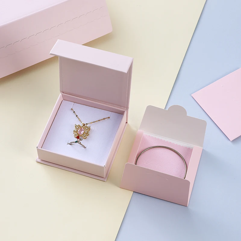 product oem hot sell custom logo simple paper jewelry box ring necklace magnet packaging box set-8