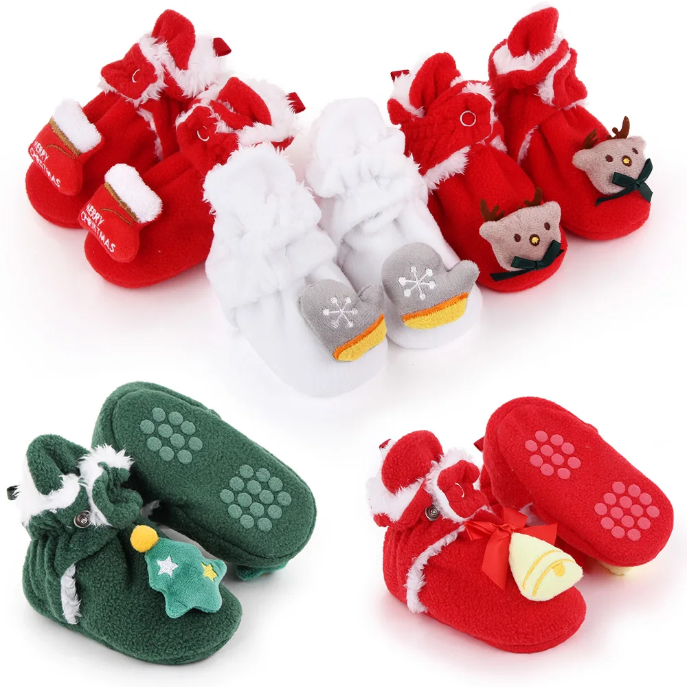 Christmas Autumn and Winter Baby Girls and Boys Soft Soled Cartoon Comfortable Toddler Cotton Shoes factory