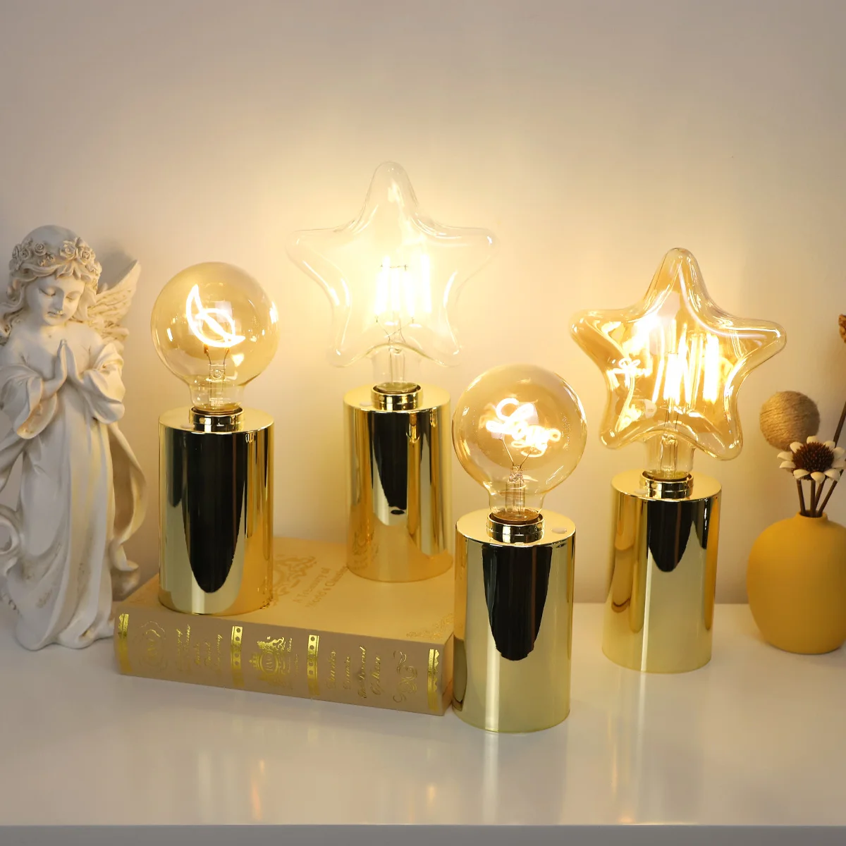 Nuovo Prodotto Arredamento Domestico Lampada con Base in Plastica Elettroplaccata per Camere da Letto e Soggiorno Decorazione Festiva Luminosa