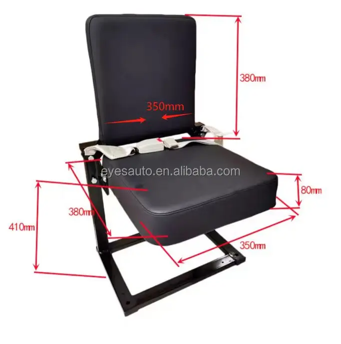 EYESAUTO EYE-SS3068 Leather Foldable Side Seat Safety Belt Cushion Universal Fit for Bus Coach Truck Airplane Ambulance Train RV