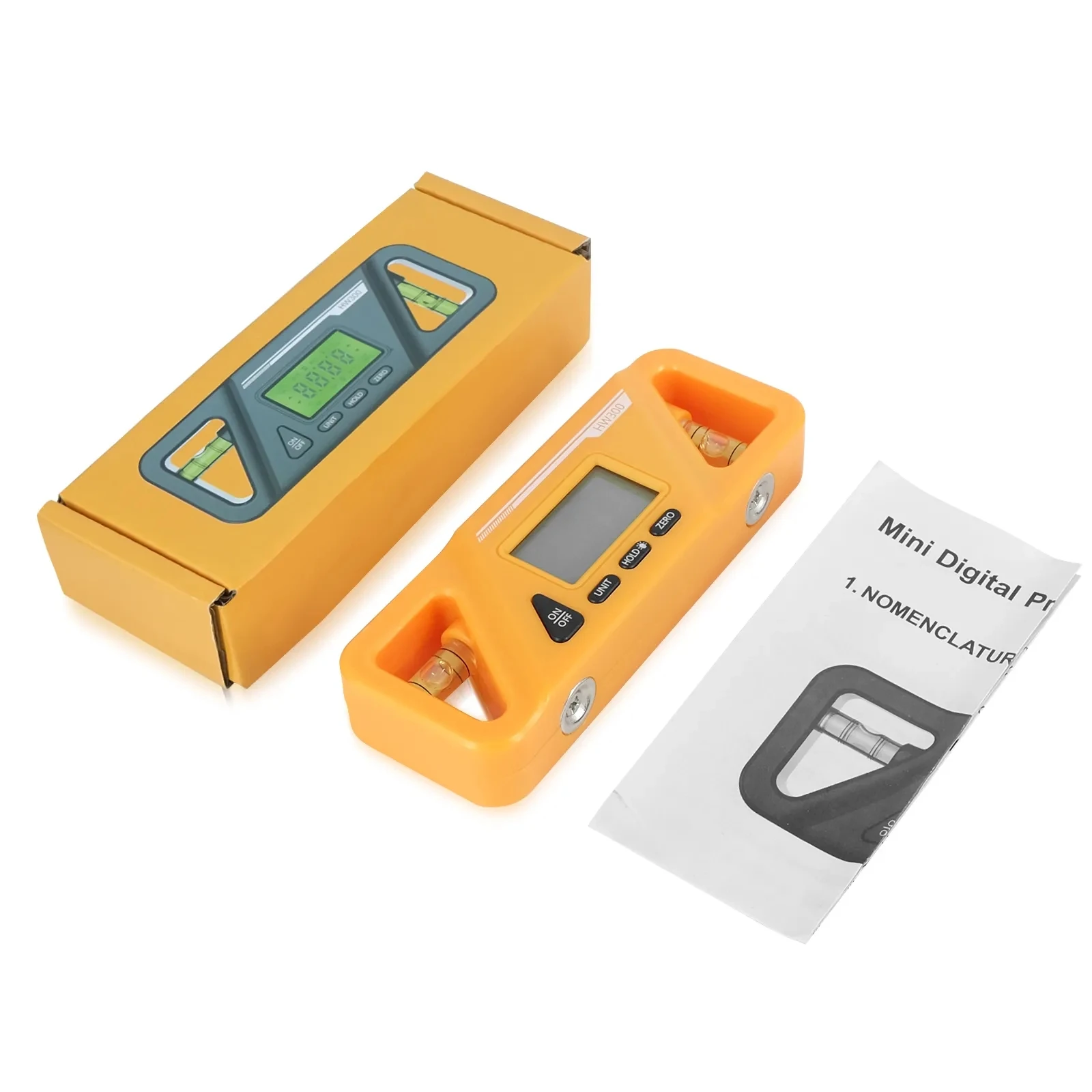 HW300 Digital Goniometer Level Goniometer Measuring Goniometer Magnet 90 Degree Ruler Digital Level for Construction