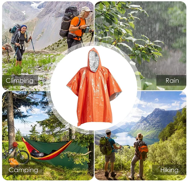 Outdoor Emergency Blanket Rain Poncho Lightweight Waterproof Raincoat