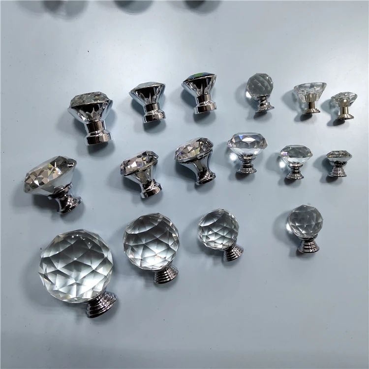 Drawer Wardrobe Pull Handle Knobs Handles Crystal With Screw