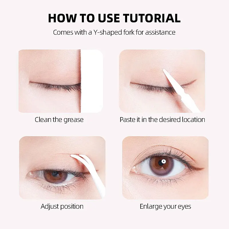 UUYP 400pcs Magic Self-Adhesive Clear Eyelid Sticker Double Fold Eyelid Paste Big Eyes Instant Upper Eyelid Lift Lace Mesh He7bbe506bc9b42a298399751bdff05648