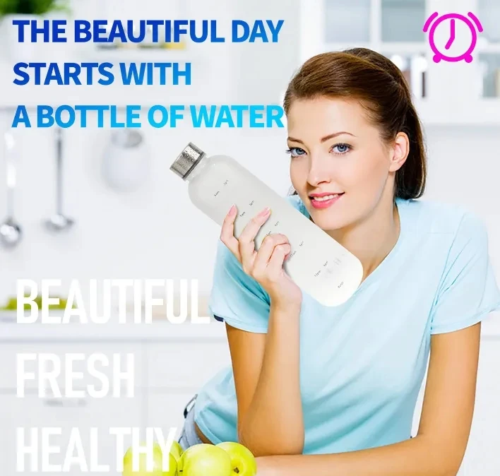 1 Liter 32oz Motivational Water Bottle With Time Marker Reminder,Bpa