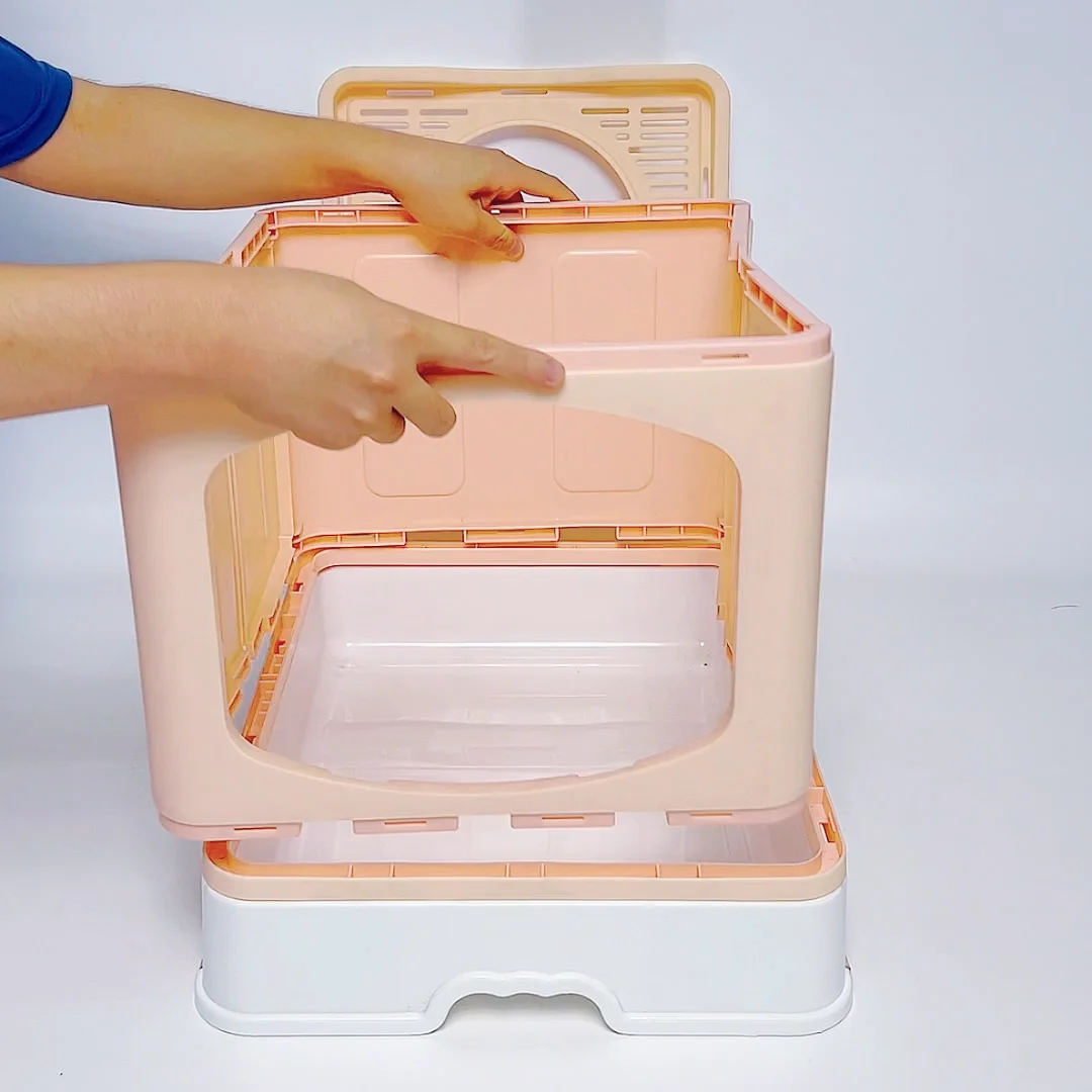 Folding Litter Box Fully Enclosed Splashproof Cat Toilet Drawer