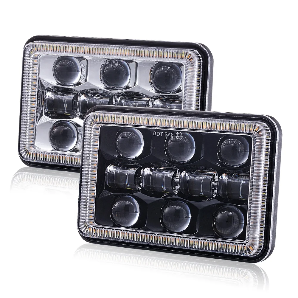 4Pc 4x6 LED Headlights Hi-Lo Red Acaleph Pattern DRL for Chevrolet Camaro 82-92