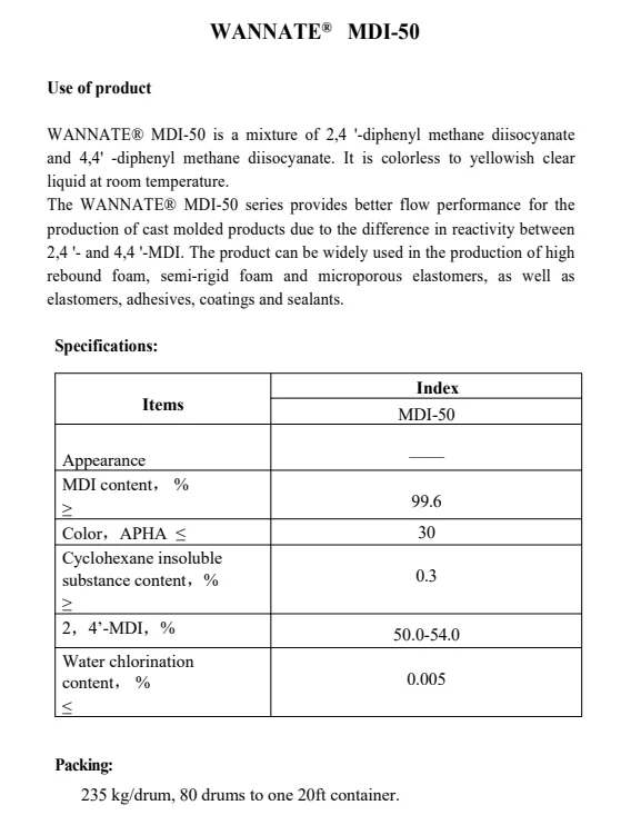 4,4'-diphenylmethane Diisocyanate Cas 101-68-8 Pure Mdi Wannate Brand ...