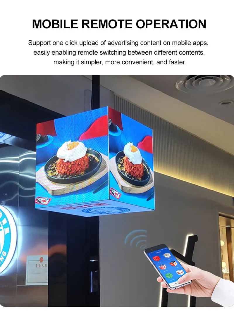 New Design Led Display Screen Manufacturers Creative Rotating P2mm HD Small Led Cube Advertising Display factory