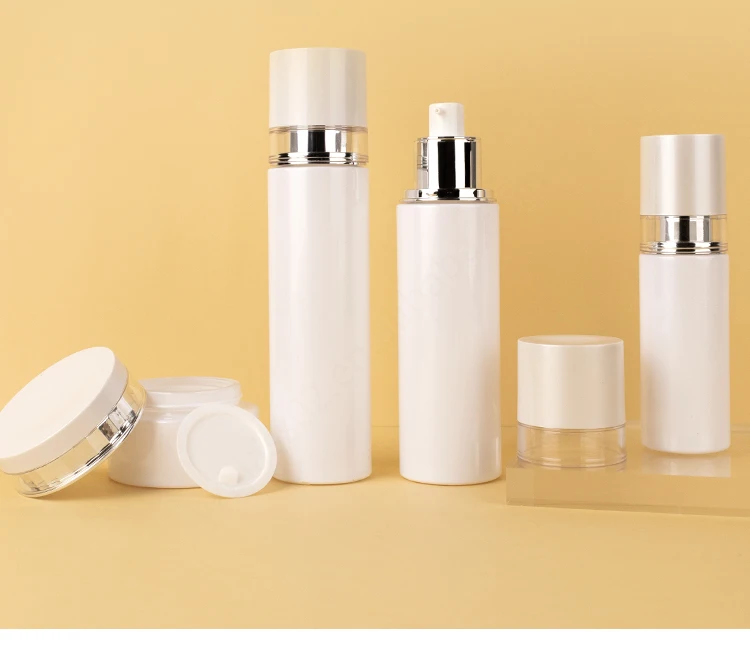 skincare cosmetics packaging 40ml 100ml 120ml skin care packaging white luxury cosmetic glass bottles skincare packaging set supplier