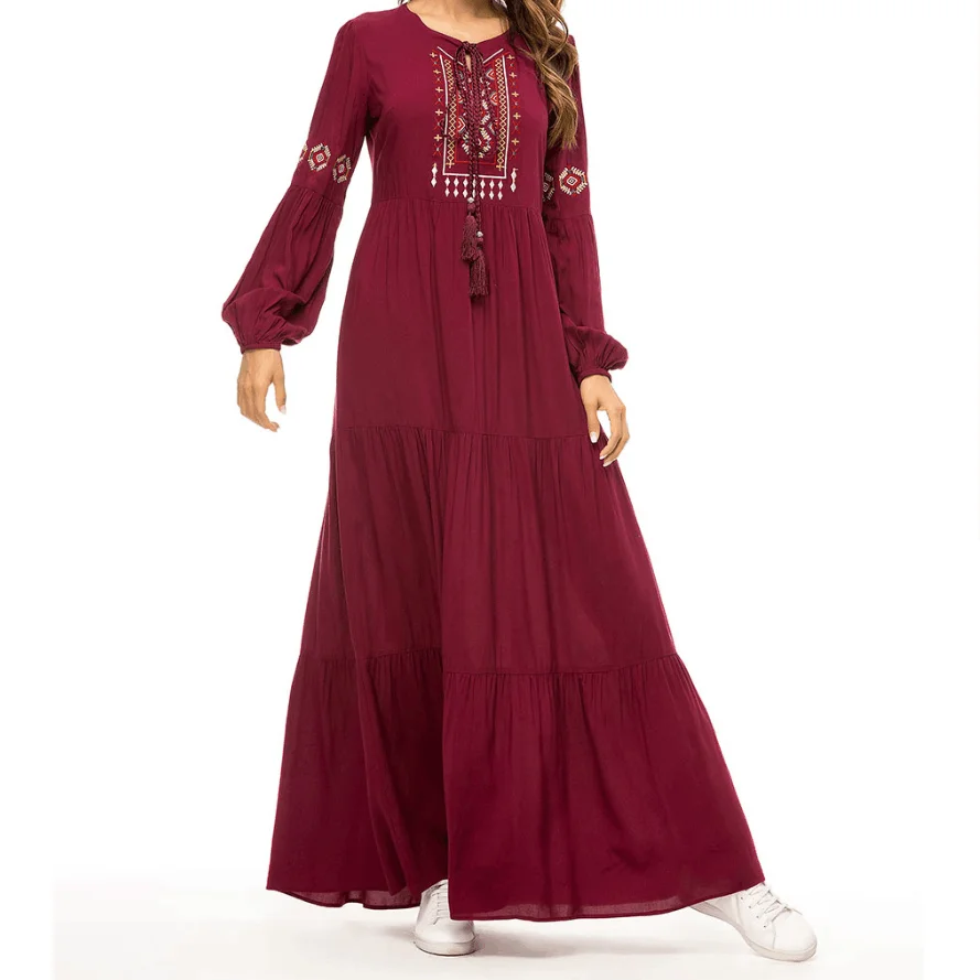 Red Maxi Dress Plus Size Muslim Dress 