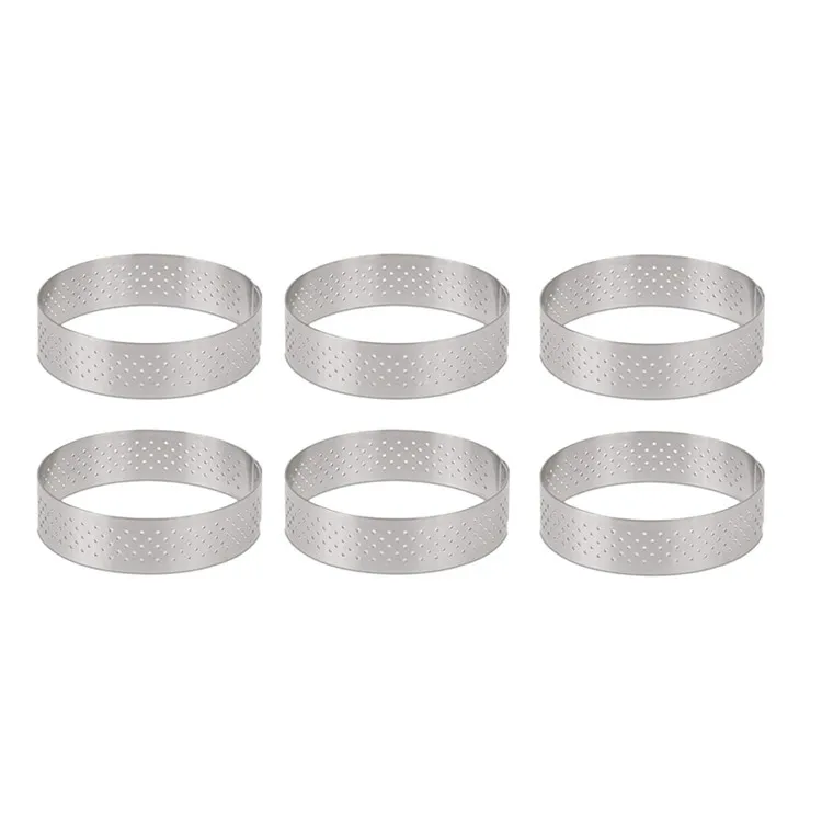 Circular Stainless Steel Porous Tart Ring Bottom Tower Pie Cake