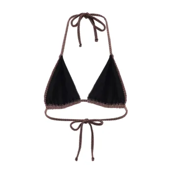 Women's Sensual Slim Fashion Three-Point Hanging Neck Lace Lingerie Set Sexy Split Swimwear Bikinis Beachwear with Small Bust