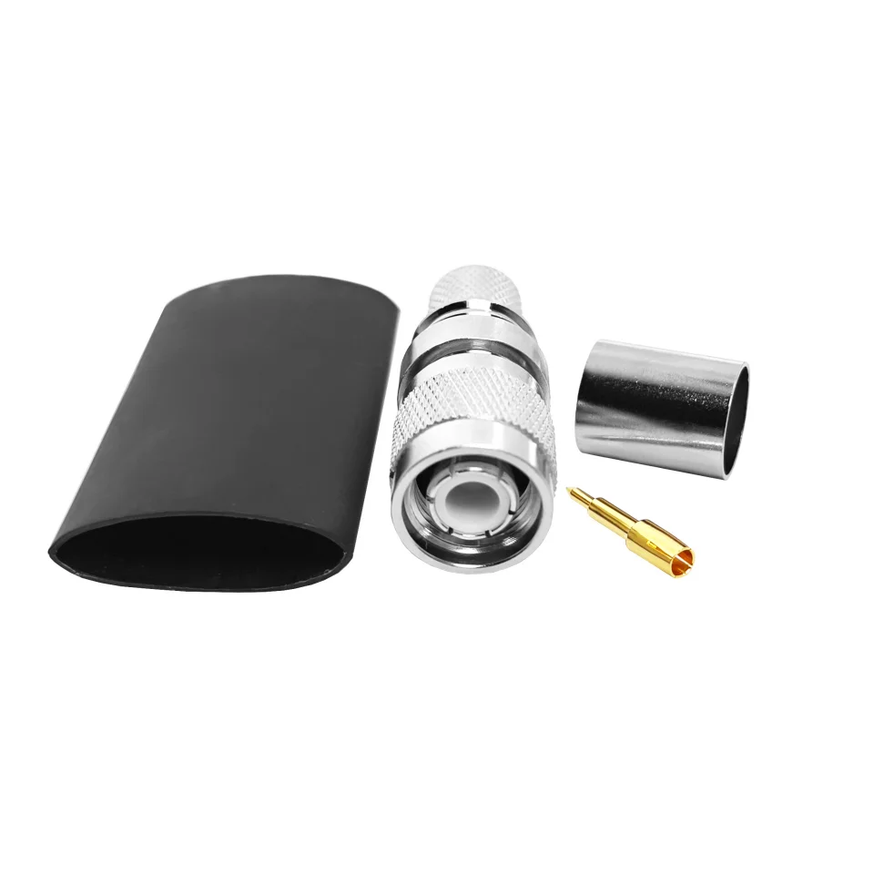 Factory Price 50Ohm TNC Male Macho Plug Crimp Solderless for RG8 RG213 RG214 LMR400 Cable RF Coax Coaxial Connectors in Stock