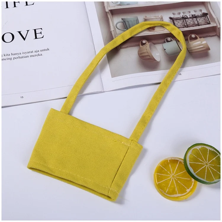 Canvas Milk Tea Cup Sleeve Heat Transfer Printed logo High-quality Compact Cotton Tote Bag Exquisite Hand-held Gift Bag preview 5