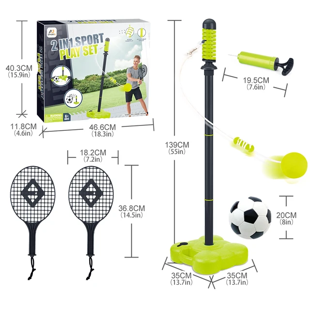 2 In 1 Tetherball Set With Base Tether Tennis Sets & Swing Soccer For Kids Outdoor Backyard Lawn Beach